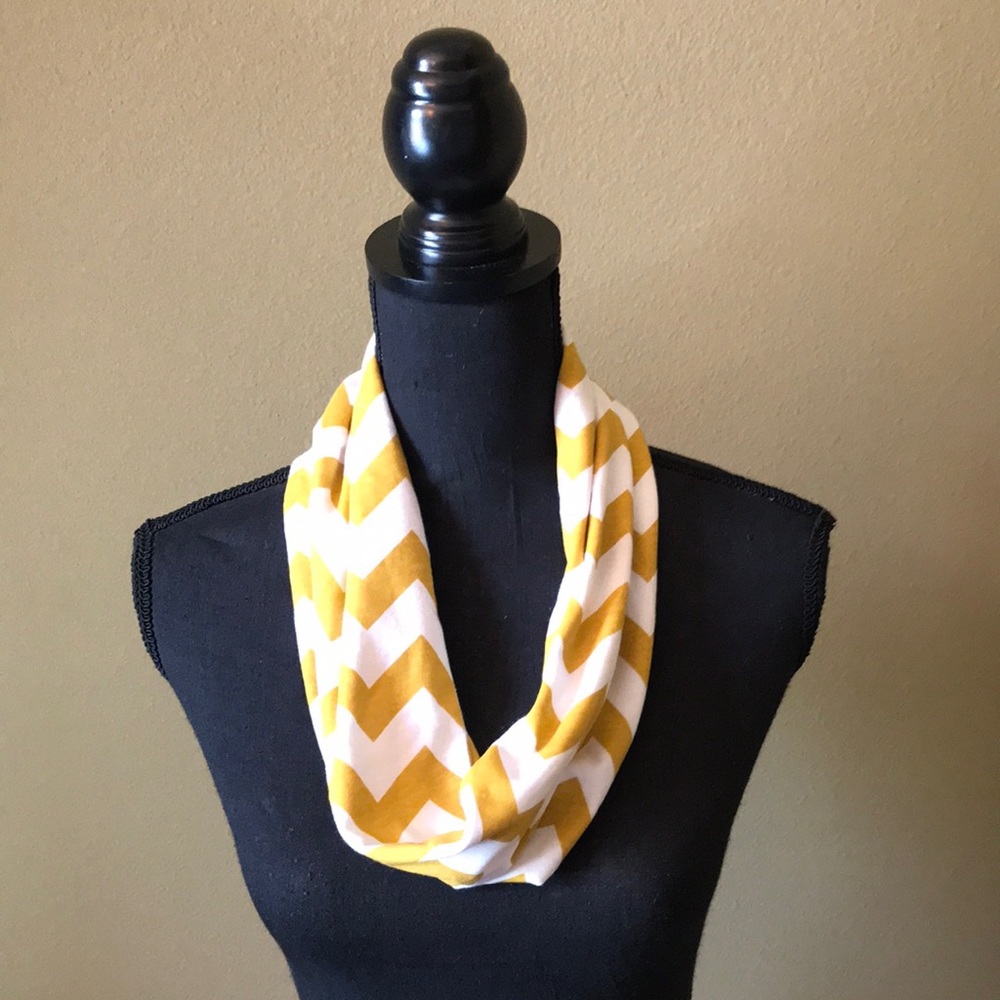 Gold and white Chevron infinity scarf. Saints, New Orleans, Mardi Gras, LSU,